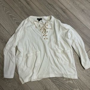 J. Crew Women’s Lace-Up V-Neck Sweater - Ivory